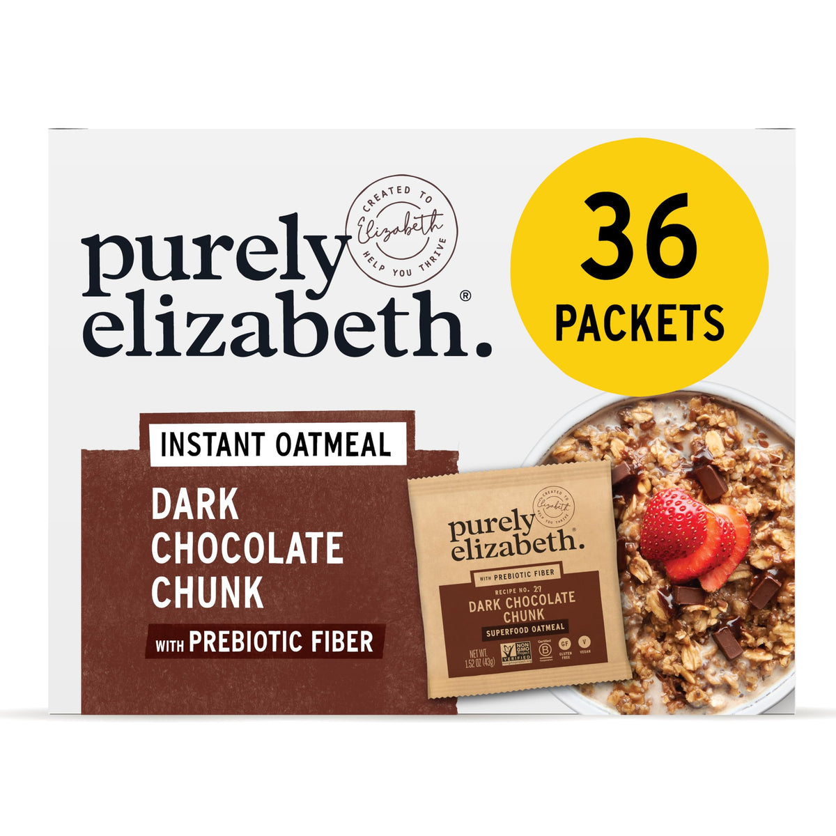 Purely Elizabeth Classic Cinnamon oatmeal packets for quick, fiber-rich breakfasts.