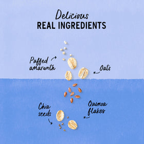 Three Purely Elizabeth Collagen Oatmeal Blueberry Walnut pouches ready for on-the-go nourishment