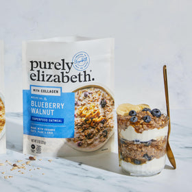 Gluten-free Purely Elizabeth Collagen Oatmeal with visible oats and seeds