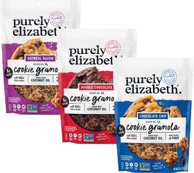 Purely Elizabeth Double Chocolate cookie granola bag highlights indulgent flavor and wholesome grains.