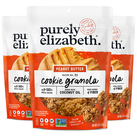 Purely Elizabeth cookie granola peanut butter 11oz bag on-the-go snacking.