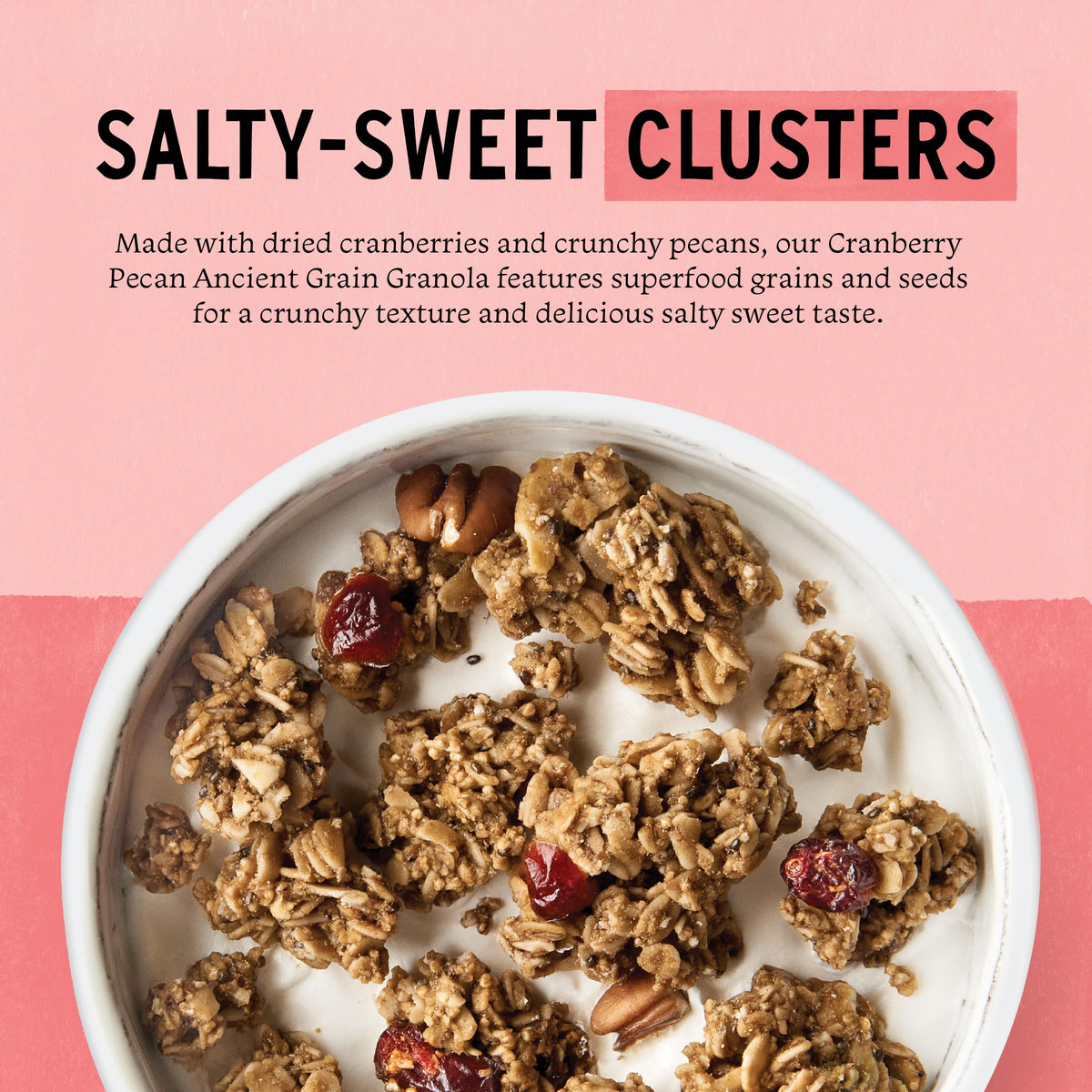 Purely Elizabeth Cranberry Pecan Granola cranberries closeup highlighting fruity flavor