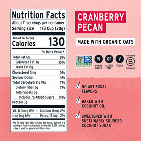 Purely Elizabeth Cranberry Pecan Granola pack of three bags for easy, on-the-go snacking