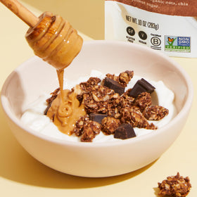 Gluten-free vegan non-GMO label on Purely Elizabeth packaging.