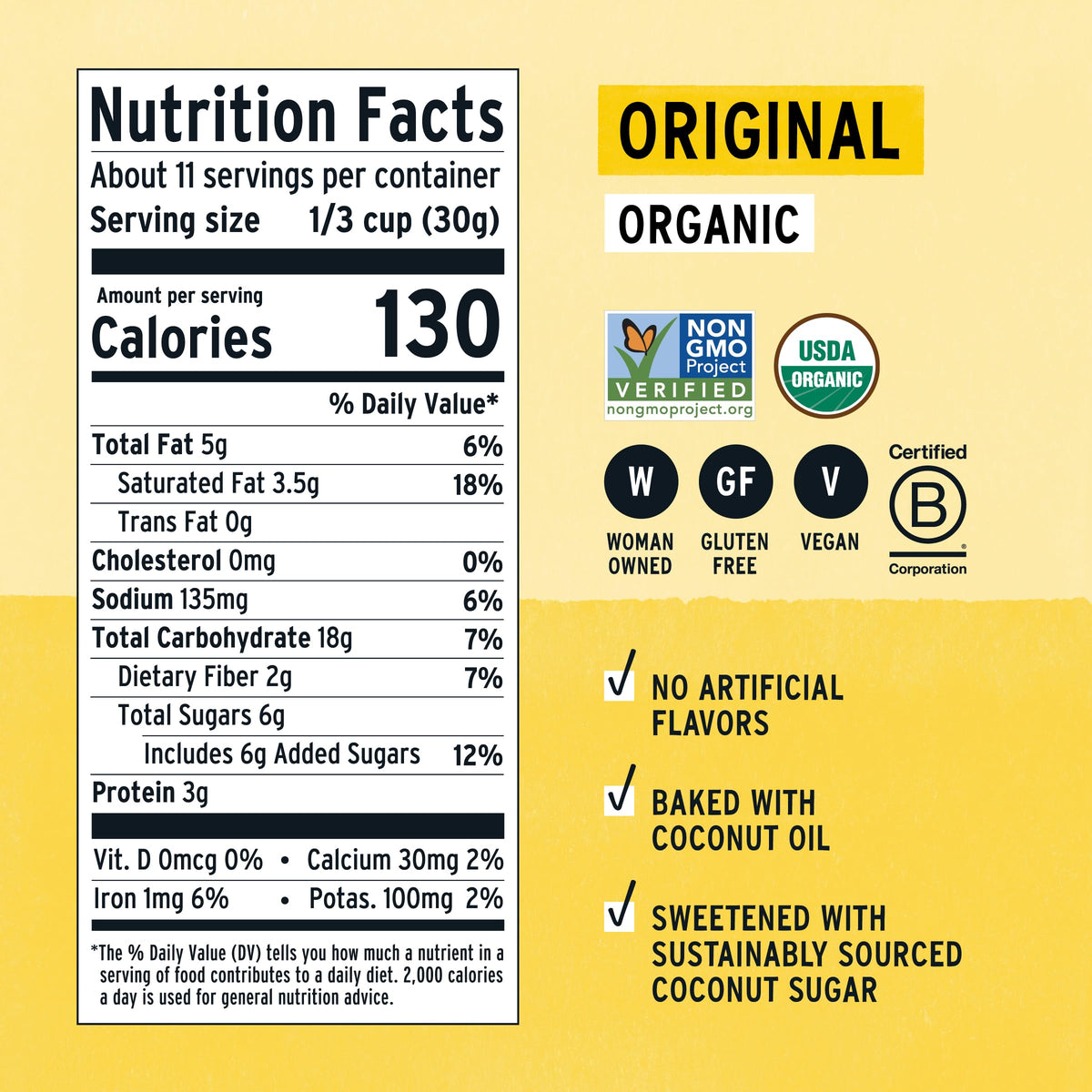 Purely Elizabeth gluten-free vegan non-GMO granola packaging communicates clean ingredients.