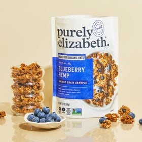 Purely Elizabeth ingredients display of amaranth quinoa chia in granola.