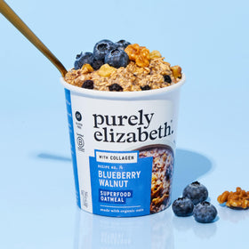 Purely Elizabeth Original Organic cup image emphasizes clean oats and simple, wholesome ingredients.