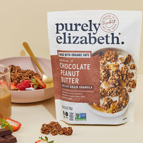 Creamy peanut butter swirl in ancient grain granola.