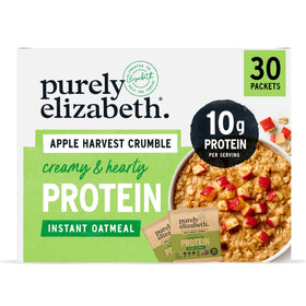 Purely Elizabeth protein oatmeal Apple Harvest Crumble packet for morning protein boost