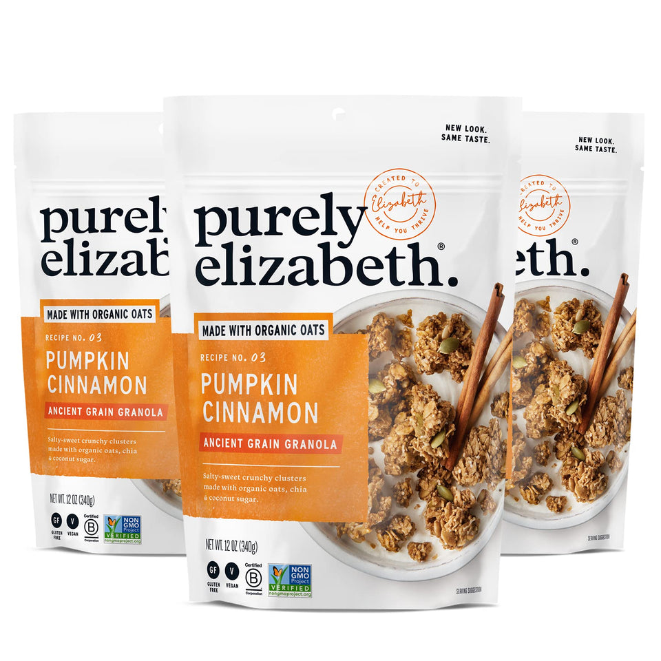 Purely Elizabeth Pumpkin Cinnamon Ancient Grain Granola pack of 3 bags, gluten-free and vegan