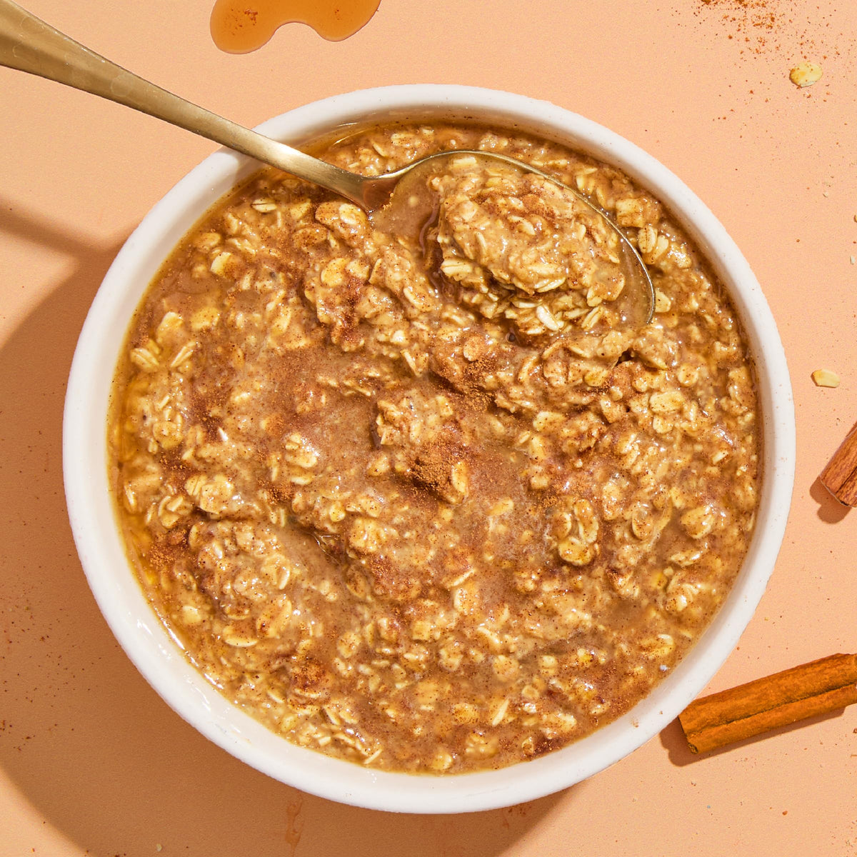Creamy oats ready to enjoy in a comforting, quick breakfast bowl.