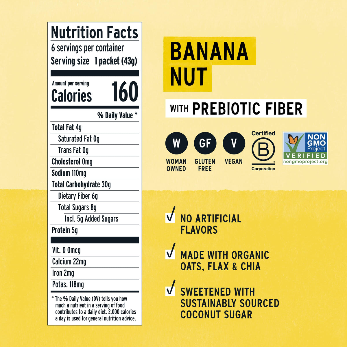 Ready-to-serve bowl of Purely Elizabeth Banana Nut oatmeal.
