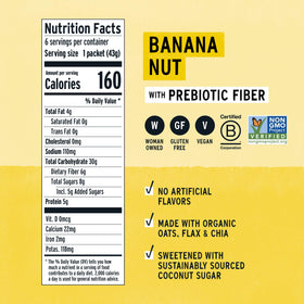 Ready-to-serve bowl of Purely Elizabeth Banana Nut oatmeal.