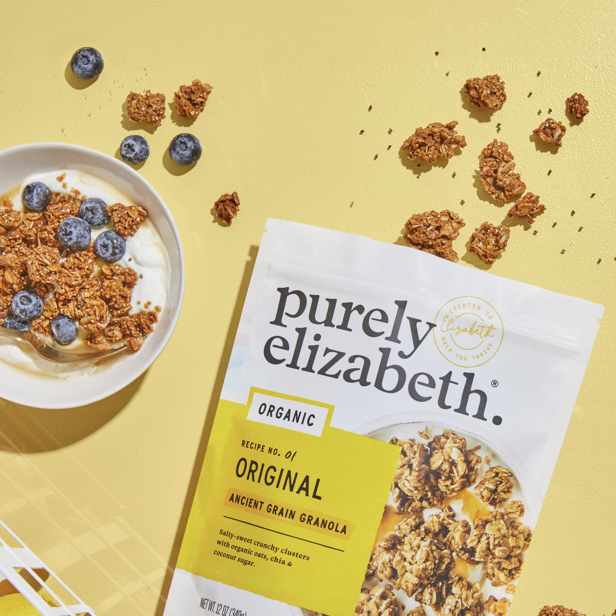 Purely Elizabeth Ancient Grain granola serving bowl, ideal breakfast topper.