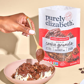 Purely Elizabeth serving ideas: granola with yogurt and fruit for a crunchy snack