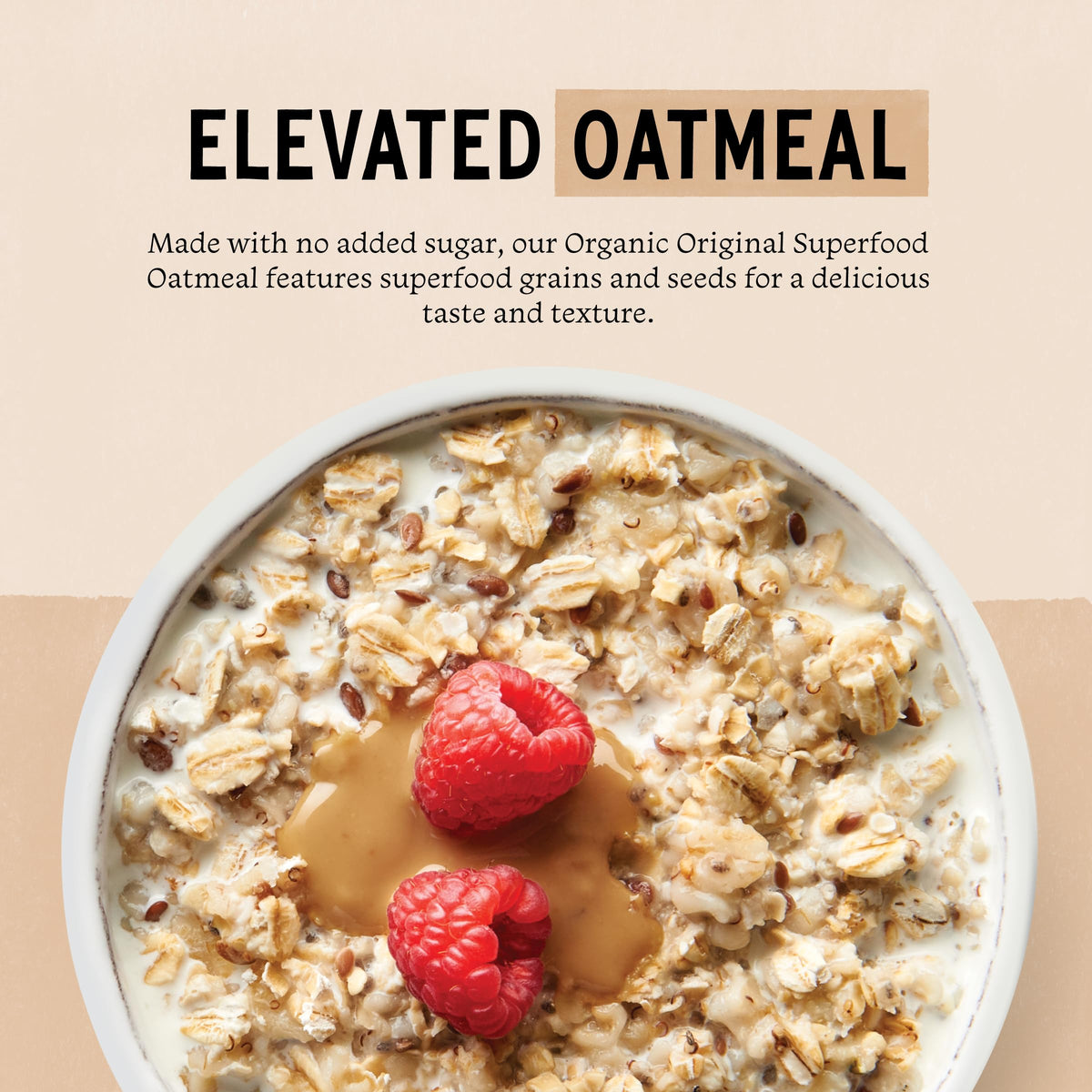 Close-up of oats and seeds highlighting nutrient-dense blend for mornings