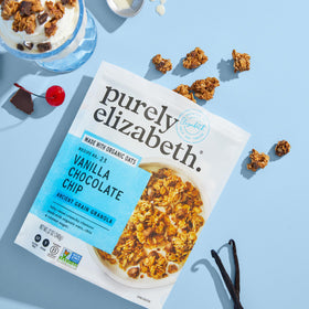 Visible ingredients include amaranth, quinoa, and chia seeds in granola.