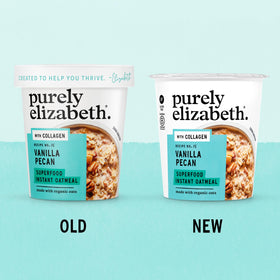 Oatmeal cup with spoon ready to eat for a portable breakfast.