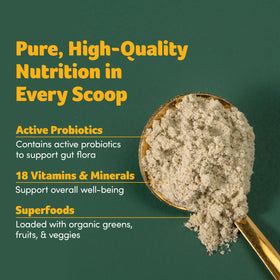 Probiotics included to support digestive comfort as part of a plant-based routine.