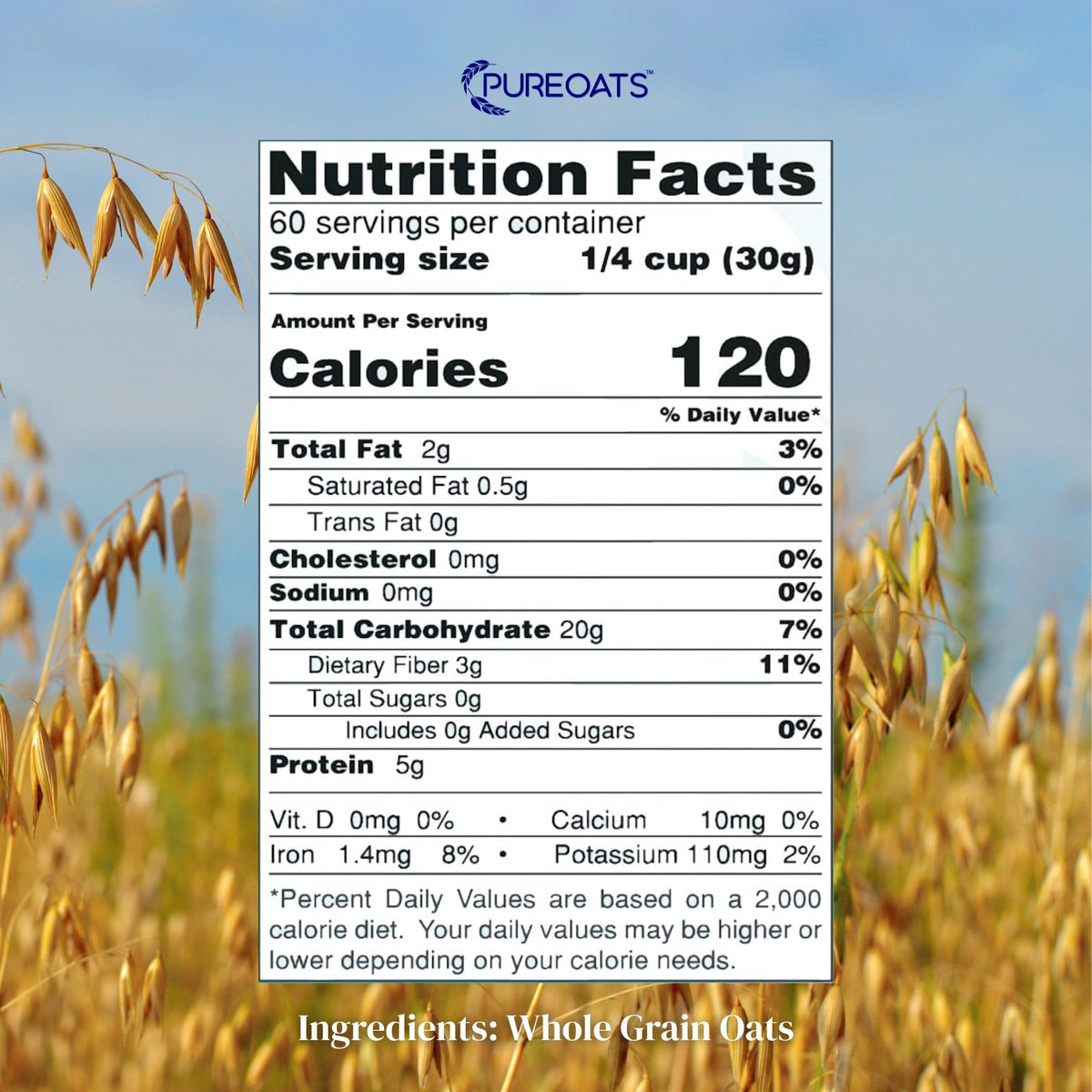 PureOats gluten free facility label emphasizing allergen safety