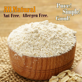 PureOats oat flour measuring cups ready for precise recipes