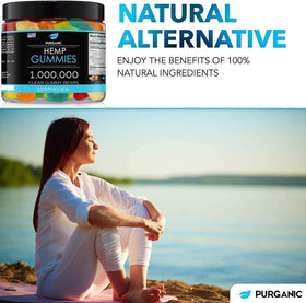 Purganic gummies close-up showing fruity flavors for everyday relaxation.