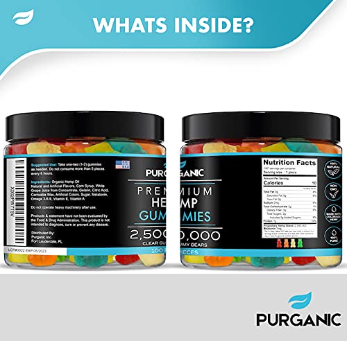 Purganic Hemp Gummies 100-count pack ready for daily use.