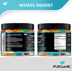Purganic Hemp Gummies 100-count pack ready for daily use.