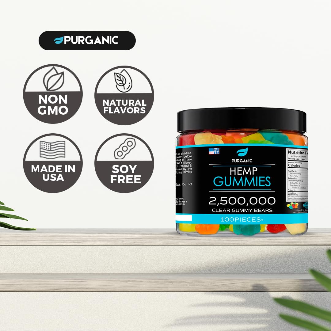 Purganic Hemp Gummies hands holding the bottle suggest on-the-go relief.