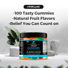 Purganic Hemp Gummies production line indicates USA-made manufacturing.
