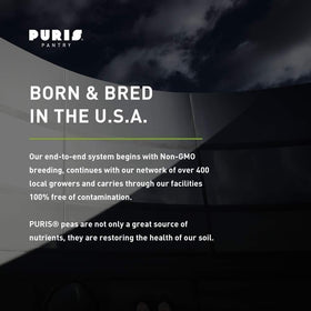 PURIS Puffed Pea Crispies packaging emphasizes non-GMO, clean-label promise.
