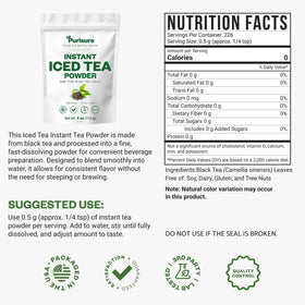 Purisure powder dissolves in cold water for refreshing iced tea in seconds.