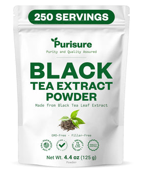 Purusure Instant Black Tea Powder bottle ready for quick hot or cold brews.