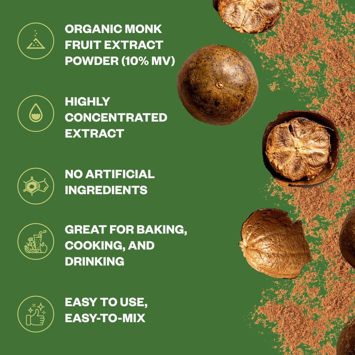 Purisure monk fruit powder pour shows easy addition to drinks.