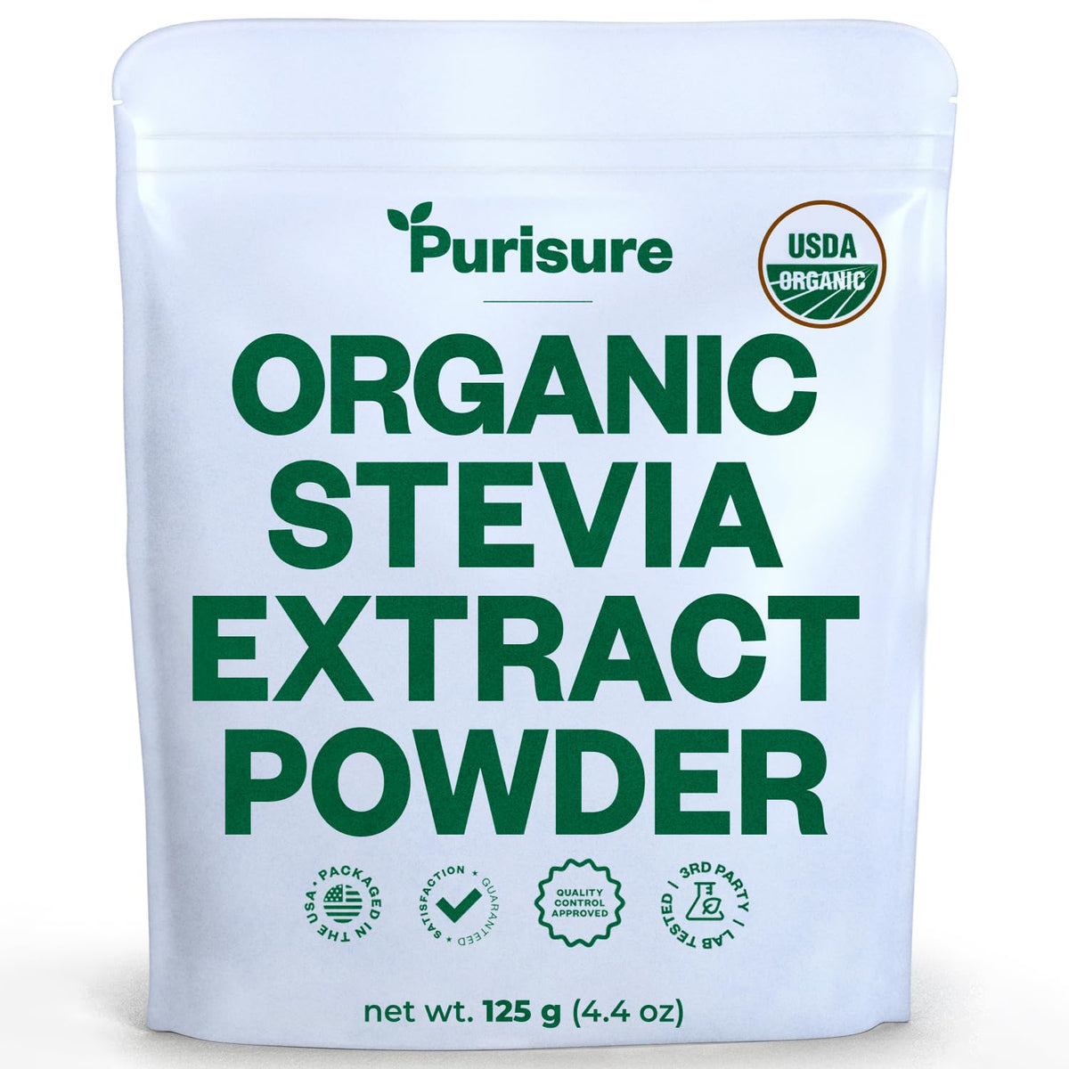 Purisure Stevia Powder Pour demonstrating convenient pouring and quick sweetening