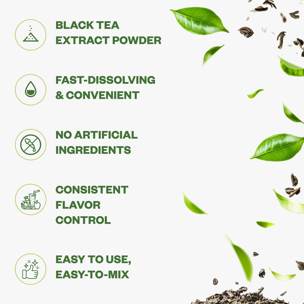 Purusure tea powder packaging shown for fresh, additive-free flavor.