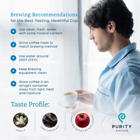 Cup of Purity CALM decaf ready for a cozy evening ritual