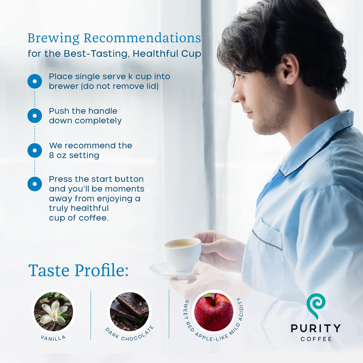 Purity CALM bag shows Mountain Water Process decaffeination