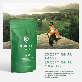 Purity Coffee EASE bird-friendly badge—sustainably farmed with wildlife-friendly practices.