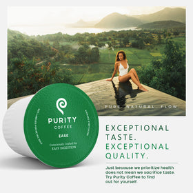 Nitrogen-flushed bag preserves freshness for Purity Coffee EASE.