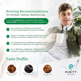 Purity Coffee EASE organic certifications emblem on packaging