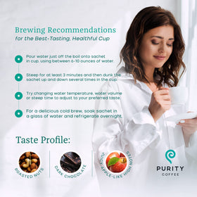 Purity Coffee FLOW nitrogen-flush pouch preserves freshness and flavor.