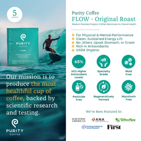 Purity Coffee FLOW sachets twist-open for convenient on-the-go brewing.