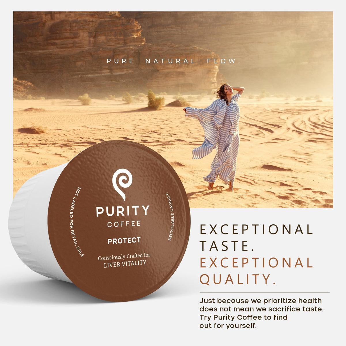 Purity Coffee PROTECT aroma-rich brew ready to pour with high antioxidant profile.