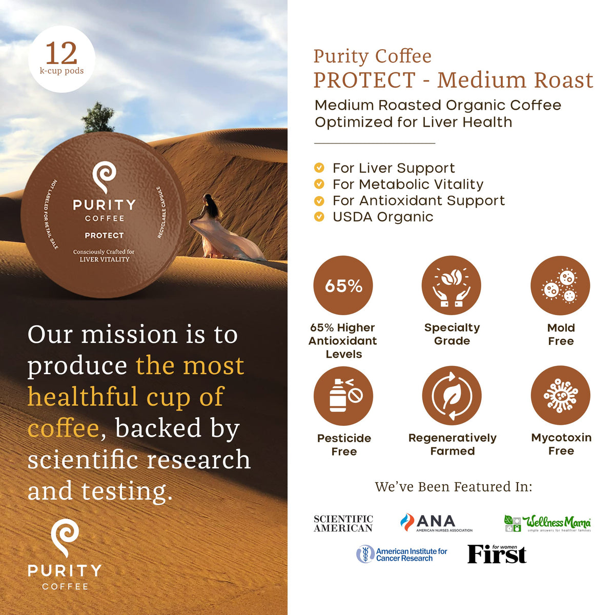Purity Coffee PROTECT capsule close-up showing aroma of a light-medium roast.