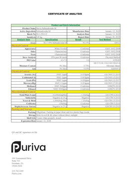 Puriva Reb M label close-up communicates organic and non-GMO credentials.