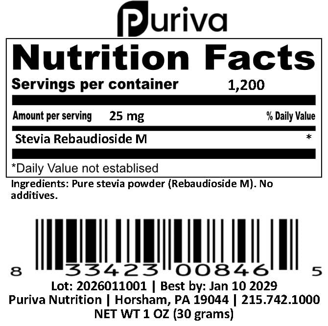 Puriva Reb M packaging emphasizing eco-friendly, minimal packaging.