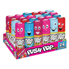 Push Pop Easter candy variety 24-count case and cap enables easy sharing at parties.