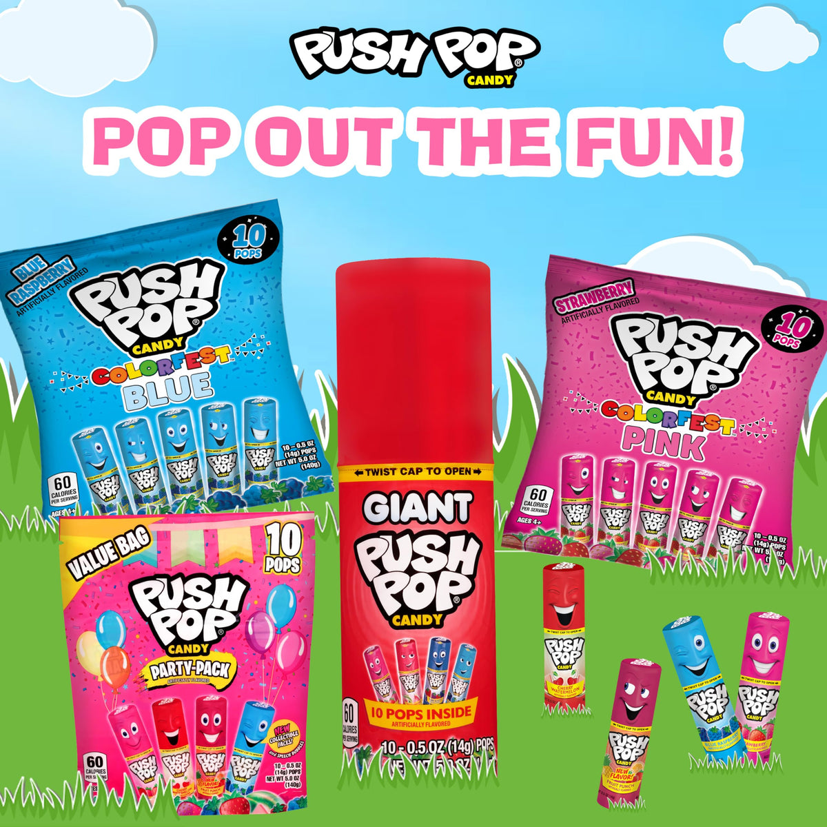 Push Pop lollipops with matching cap are easy to share at events.