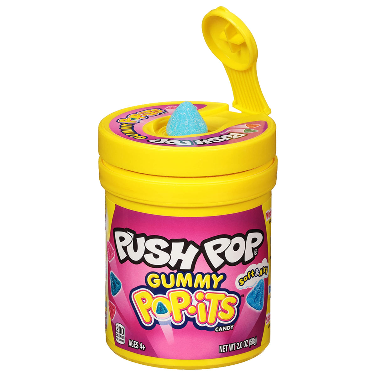 Push Pop Pop-Its candy container with playful dispenser for on-the-go fun.